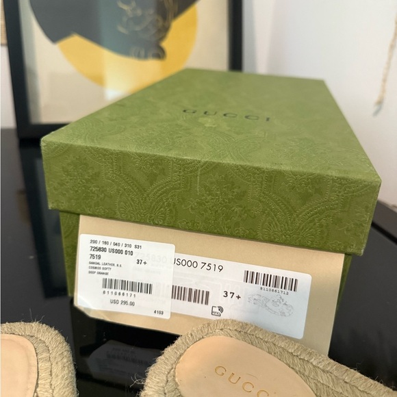 Gucci  Deep Orange G Interlocking Cut Out Espadrille Sandals -Box & Dust Bag 37 - Picture 7 of 10